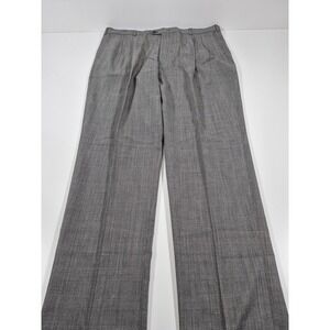 VTG John Alexander Dress Wool Pants Mens 44x37 Gray Plaid Pleated Big Tall